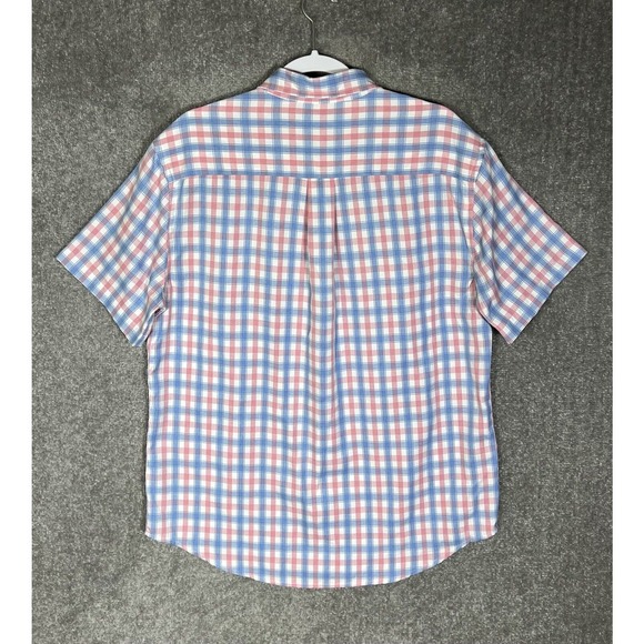 St Johns Bay Performance Quick Dri UPF 50 Button Down Shirt Mens Sz L Pink‎ Blue - Picture 2 of 7